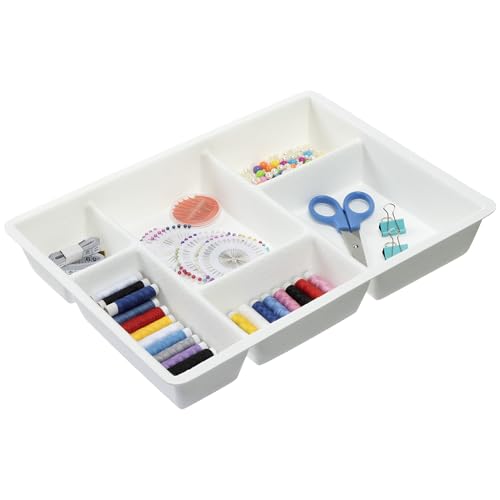 Navaris Felt Drawer Organizer - Compact Trays - Utensil Organizers for Silverware Stationary Makeup - Kitchen Cutlery Bathroom Desk Organization Tray - 15.9x12 (40.5x30.5cm) White - color: White