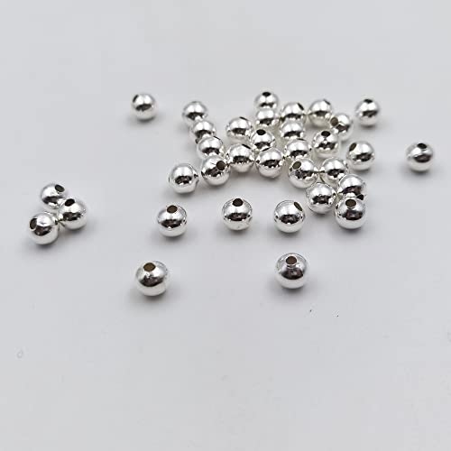 200 Pieces 8mm Silver Iron Metal Spacer Bead Round Loose Beads - size: 8mm