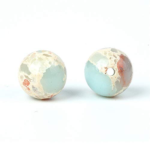 100Pcs Natural Stone 6mm Azure Imperial Jasper Round Loose Gemstone Energy Healing Beads Hole Size 1mm DIY Smooth Beads for Bracelet Necklace Earrings Jewelry Making - color: Azure Imperial Jasper, size: 6mm