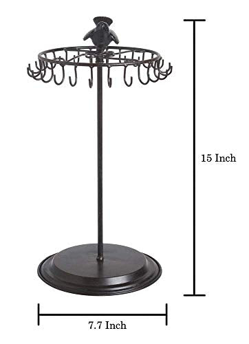 Black Bird Rotating Necklace Holder Bracelet Stand/Jewelry Organizer/Jewelry Tree - color: Black