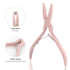 Hair Extension Pliers Kit Microlink Pliers for Extensions Hair Extension Beading Tool Hair Needle Pulling Hook Hair Styling Bead Closer and Remover Pliers - color: Pink