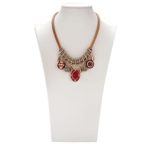 Polmart H4 Necklace Display Bust (White Leatherette, 13 ½”H) - color: White Leatherette, size: 13½"H
