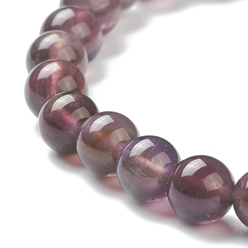 Elecrelive Glass Round Beaded Bracelet Set Clay Beaded Bracelets Stretch Bracelets - color: Amethyst-Quartz