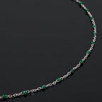 UMAOKANG 33 Feet Green Enamel Beaded Chain for Jewelry Making Stainless Steel Thin Chains Necklace Bracelet DIY Bulk Chain - color: Green-Silver