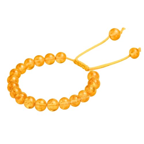 Amazing Gemstone Amber Quartz Bracelet for Women Men's Gifts - Protection Healing Crystal Bracelet - 8mm Gemstone Beaded Adjustable Bracelet Pulseras Para Hombres Mujer Stocking Stuffers - color: Amber