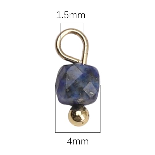 Beadia Natural Faceted Cube Stone Charms 4mm 30pcs with Untarnish Metal Accessories Loose Square Beads for DIY Jewelry Making - color: Lapis Lazuli