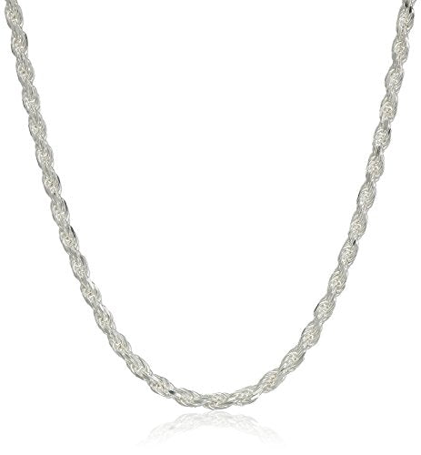 Amazon Essentials Sterling Silver Diamond Cut 14 Inches Rope Chain Necklace - color: Silver, size: 30"