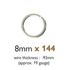 The Beadsmith Open Jump Rings – 8mm, Silver Plated, 19-Gauge (0.92mm) Wire Thickness, 144 Pieces – Findings for Making Keychains, Charms, Chain Mail and Body Jewelry - color: Silver, size: 8mm - 18 Gauge