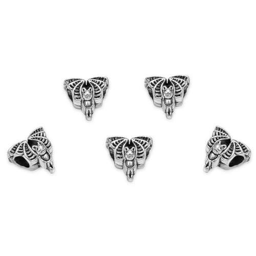 20pcs Cute Bat Large Hole Animal Loose Beads (4.5mm Hole) Antique Silver Metal Spacer for DIY Craft Jewelry Making MEC-A1 - size: Cute Bat