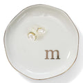 HOME SMILE Initials Ring Dish Jewery Tray with Personalized M-Monogrammed Engagement Wedding Gifts for Friends,Sister,Birthday Christmas Gifts for Women,Ceramic White - style: m