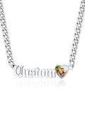 GoldChic JEWELRY Name Necklace Personalized for Men, Womens Custom Name Plate Chain, Stainless Steel Customized Old English Nameplate Choker with Curb Chains Custom, 16 inches to 30 inches - color: Photo & Cuban Chain 6 mm - Steel