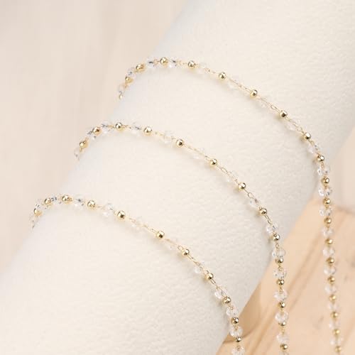 SMYHTGLIF 16.4 Feet Clear Crystal Chain for Jewelry Making Gold Plated Brass Bead Jewelry Making Chains Permanent Jewelry Findings - color: Transparent