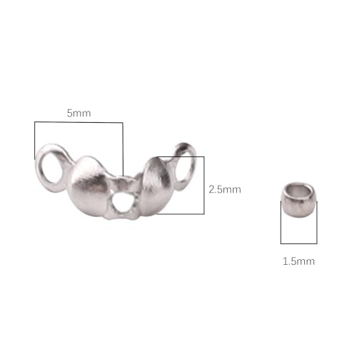 304 Stainless Steel Crimp Beads 1.5mm and End Caps 2.5x5mm Set 200pcs for Jewelry DIY Making and Repairing - color: Crimp Beads and End Caps Set, size: 1.5mm and 2.5x5mm