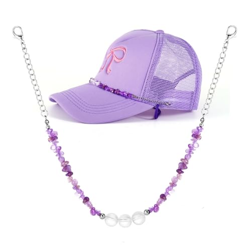 14 Pcs Trucker Hat Chains, Bulk Trucket Hat Charms Chains for Women Men, Bill Decoration Detachable DIY Metal Chain - color: Amethyst