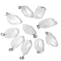 10pcs Irregular Raw Natural Clear Quartz Rock Stone Pendant Healing Crystal Chakra Gemstone Charm for Jewelry Making DIY Necklace Earrings Accessories Reiki - color: Clear Quartz