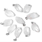 10pcs Irregular Raw Natural Clear Quartz Rock Stone Pendant Healing Crystal Chakra Gemstone Charm for Jewelry Making DIY Necklace Earrings Accessories Reiki - color: Clear Quartz