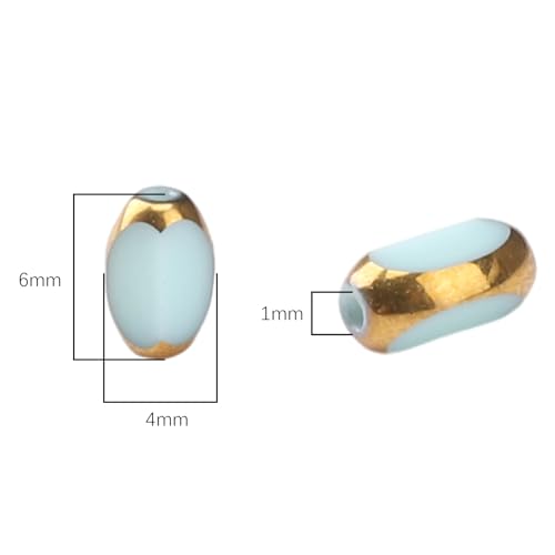 Glass Rice Beads Peacock Green 4x6mm 50pcs Faceted Oval Golden Edge Crystal Loose Beads for DIY Craft Jewelry Making - color: Peacock Green