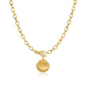 CHESKY 14K Gold Plated Chunky Necklace for Women, Trendy Paperclip Chain Necklace Thick Cross Heart Pendant Necklace Layered Herringbone Cuban Link Chain Toggle Necklaces Non Tarnish Jewelry - color: gold, style: shell