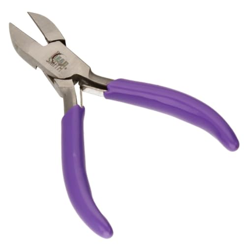The Beadsmith Mini Series Side Cutter Tool – Accurately Cut Wire & Metal – 3-Inches, Purple Comfort Grip Handle, Single Leaf Spring, Polished Steel Head – Tools for Jewelry Making - style: Side Cutter