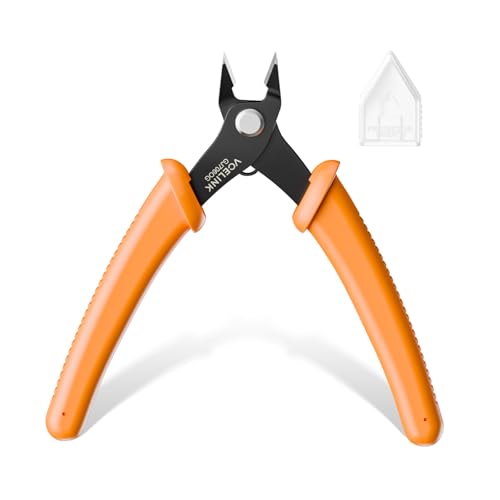 VCELINK Micro Precision Wire Cutter Spring Loaded, 5-Inch Flush Cutter Pliers, Nippers, Small Side Cutter for Electronics, Zip Ties, Craft and Jewelry, Orange - color: Orange