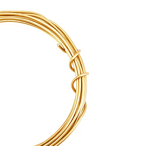 BENECREAT 12 Gauge 16.4 Feet Round Raw Copper Wire Gold Brass Wire for Beading Craft and Jewelry Making - size: 12 Gauge