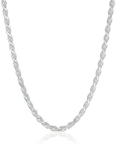 Amazon Essentials Sterling Silver Diamond Cut 14 Inches Rope Chain Necklace - color: Silver, size: 18"