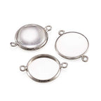 FASHEWELRY 10 Sets Brass Bezel Pendant Trays 14mm Dome Clear Glass Cabochon Blank Base Connector Cover for DIY Jewelry Making - color: 14mm-10 Sets