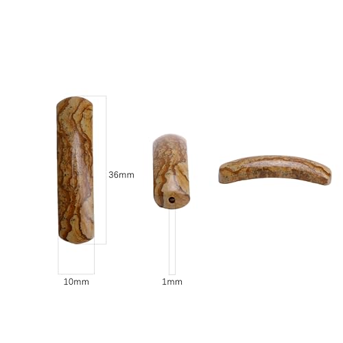 BEADIA Natural Curved Brown Picture Jasper Stone Beads 36x10mm 4pcs for DIY Bracelet Jewelry Making - color: Brown Picture Jasper