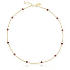 Dainty Gold Necklace for Women,Trendy 18k Gold Vermeil Sterling Silver Choker Necklace Thin Beaded Choker Necklaces Womens Simple Jewelry Gift for Valentines Day - color: January - Garnet