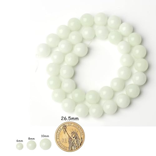 60pcs Blue Luminous Beads，6mm Glow in The Dark Natural Stone Round Loose Beads for Jewelry Making Earring Necklace DIY Crafts - color: Blue Luminous Light Glowing, size: 6mm 60beads