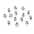 KISSITTY 240pcs Opaque Acrylic Letter Q Cube Beads Bulk White Plastic Initial Alphabet Square Loose Spacer Beads for Bracelet Necklace DIY Name Jewelry Making Supplies Hole: 1.8mm - color: Letter Q#White and Black