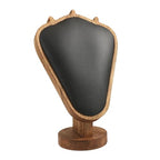 TANG SONG 8.27" Walnut Wooden Base Leather Soft Mat Necklace Display Stand Jewelry Organizer Holder (Walnut-Black) - color: Walnut - Black