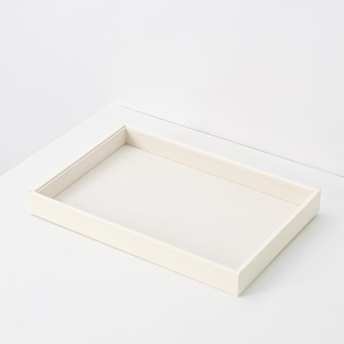 Stackable Jewelry Organizer Tray For Drawers,White Leather Small Earring Storage Tray,Bracelet And Necklace Display Box,Jewelry Ring Display Case (Creamy White Blank Trays) - style: Creamy White Blank Trays