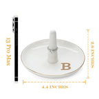 HOME SMILE Initials Ring Holder Jewery Tray with personalized B-Monogrammed Engagement Gifts for Friends,Birthday Mother's Day Christmas Gifts for Women,Ceramic White - style: B