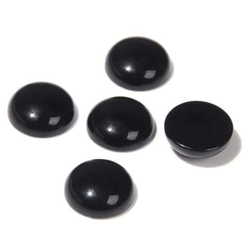 20pcs 6mm Natural Stone No Hole Black Agate Semicircle Smooth Cabochons Beads Healing Chakra Crystal Stone Bead for Jewelry Making Rings Earrings Necklace Bracelet DIY Crafts - color: Black Agate, size: 6mm