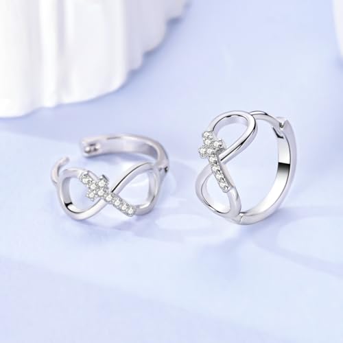 LAZA 925 Sterling Silver Hoop Earrings for Women, Sterling Silver Butterfly Hoops Colorful Flowers Hoop Huggie Earrings Hypoallergenic Jewelry Gifts for Women - color: Eternal Cross Earring