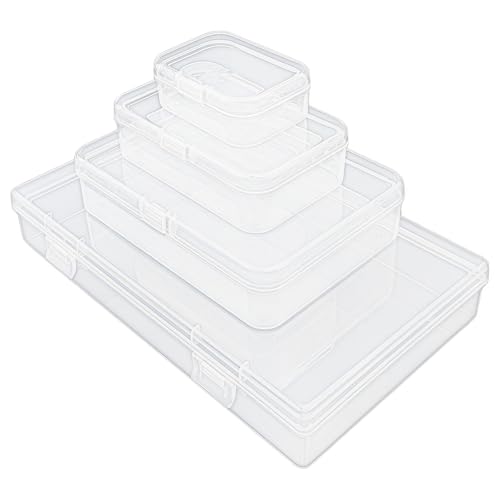 96 Pack Rectangular Clear Plastic Storage Containers Box with Hinged Lid for Beads and Other Small Craft Items (Mixed Sizes 2) - size: Mixed Sizes 2