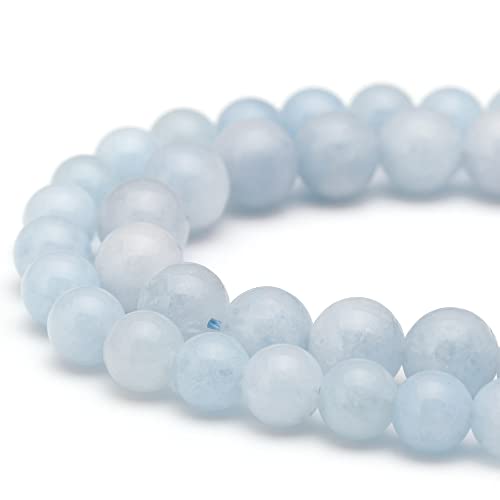 Youngbling Natural Gemstone Beads for Jewelry Making,10mm Aquamarine Polished Round Smooth Stone Beads,Genuine Real Stone for Bracelet Necklace 15 Inch(Aquamarine,10mm) - color: Aquamarine, size: 10mm