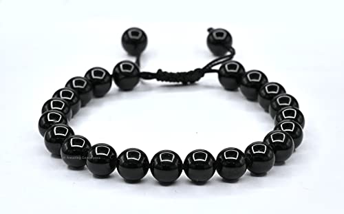 Amazing Gemstone Black Obsidian Bracelet for Women Men's Gifts - Protection Healing Crystal Bracelet - 8mm Gemstone Beaded Adjustable Bracelet Pulseras Para Hombres Mujer Stocking Stuffers - color: Black Obsidian