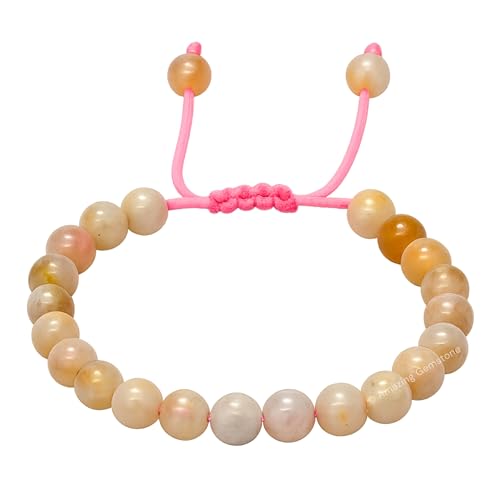 Amazing Gemstone Canadian Flower Agate Bracelet for Women Men's Gifts - Protection Healing Crystal Bracelet - 8mm Gemstone Beaded Adjustable Bracelet Pulseras Para Hombres Mujer Stocking Stuffers - color: Canadian Flower Agate