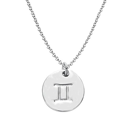 925 Sterling Silver Zodiac Necklace Disc Charm Necklace Gift for Your Wife Girlfriend or Family Member - style: Gemini