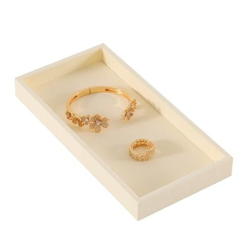 Dark Blue Jewelry Display Tray Ring Necklace Earring Bangle Organizer Multifunctional Storage Case for Jewelry Showcase (Long Empty Tray(beige)) - color: 22-Bracelet Chain Tray