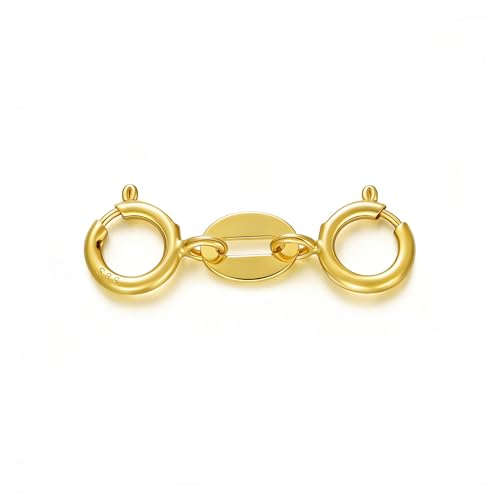 14K Yellow Gold Jewelry Clasp Necklace Extender, Double Lobster Clasp Bracelet Extension Connector for DIY Necklace Bracelet Anklet Jewelry Making, 14K Gold Double Spring Clasp (Style 2) - style: Style 2
