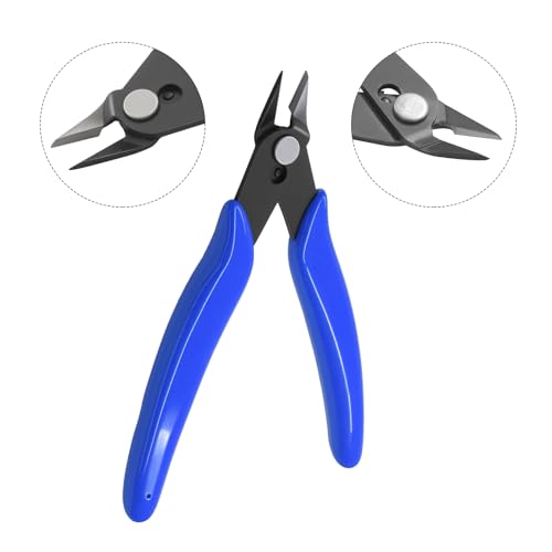 5 Inch Micro Wire Flush Cutters, 3Pcs Spring Loaded Precision Wire Snips for Jewelry, 3D Printing, Electronics & Crafts - Navy Blue - color: Blue