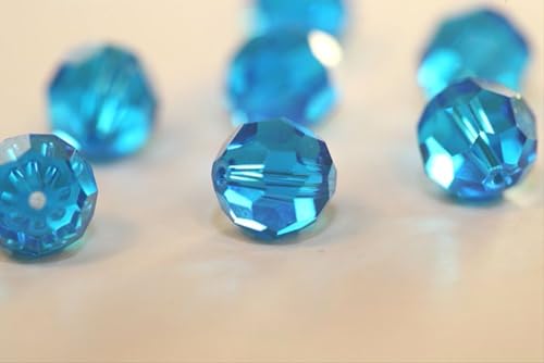 100pcs Adabele Austrian 4mm (0.16 Inch) Small Faceted Loose Round Crystal Beads Capri Blue Compatible with 5000 Swarovski Crystals Preciosa SS2R-425 - color: Capri Blue, size: 4mm Small (100pcs)