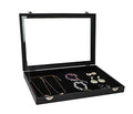 Wudygirl Jewelry Organizer Velvet Jewelry Tray Showcase Display Case Storage Necklace Bracelet Ring Earring Organizer Box Stackable Clear Lid Lock(Multi Jewelry Box) - style: Empty Tray