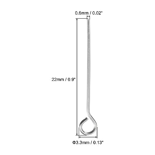 PATIKIL 200Pcs 304 Stainless Steel Jewelry Eye Pins 22mm 22 Gauge Silver Open Eye Pins for Jewelry Making DIY Craft Necklaces Bracelets Earrings - color: Silver, size: 22mm