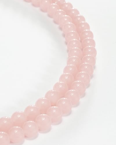 8mm Glass Beads 46PCS Glass Beads for Jewelry Making Charm Round Loose Bead for Bracelet Making Kit (Pink Glass) - color: Pink Glass