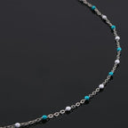 UMAOKANG 33 Feet Stainless Steel Chains for Jewelry Making Light Bule White Enamel Bead Necklace Bracelet DIY Chain Roll - color: Light Blue White-Silver