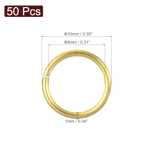 uxcell 50Pcs Open Jump Rings, 10mm/0.39" OD Brass Jump Ring Connectors 1mm Thick O Rings for Necklaces Bracelet Jewelry Making Keychain DIY Craft, Gold Tone - size: 10mmx1mm